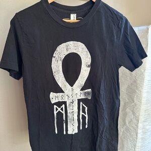 Black Graphic Ankh Crew Neck T-Shirt -
